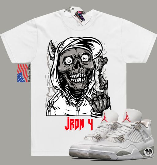 Jordan 4 White Oreo Shirt, Jordan white Oreo match shirt "JRDN 4 REAPER"