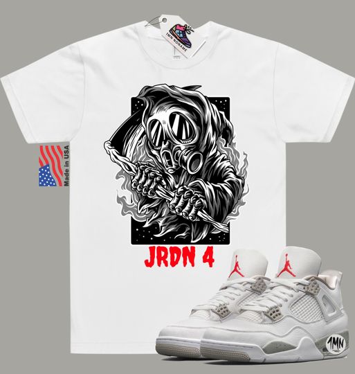 Jordan 4 White Oreo Shirt, Jordan white Oreo match shirt "GRIM REAPER"