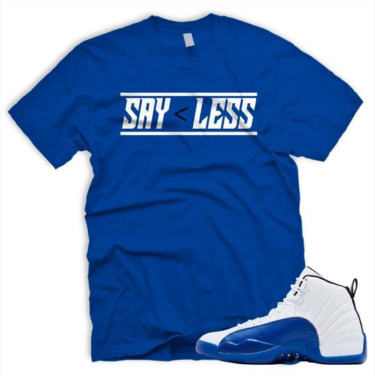 LESS Air J 12 Retro Blueberry White Black Matching T Shirt Game Royal Blue