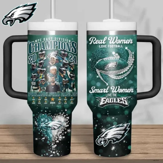 Philadelphia Eagles Tumbler With Handle 40oz, Football Fan Cup
