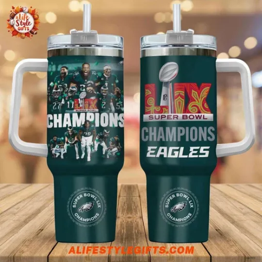 Philadelphia Eagles Super Bowl LIX Champions 2025 Tumbler 40 Oz