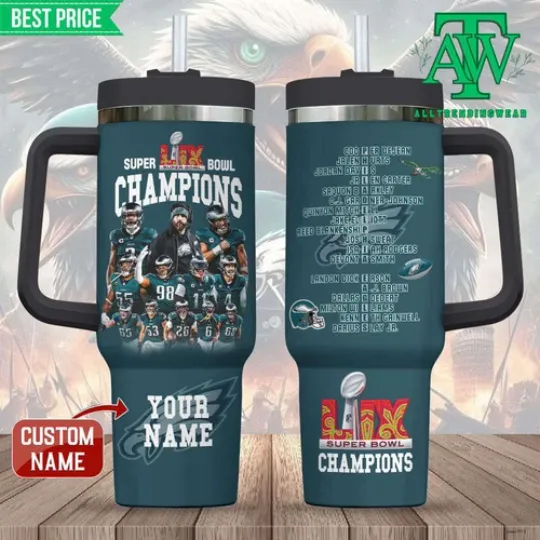 Philadelphia Eagles Super Bowl 2025 Personalized Tumbler 40oz Gift