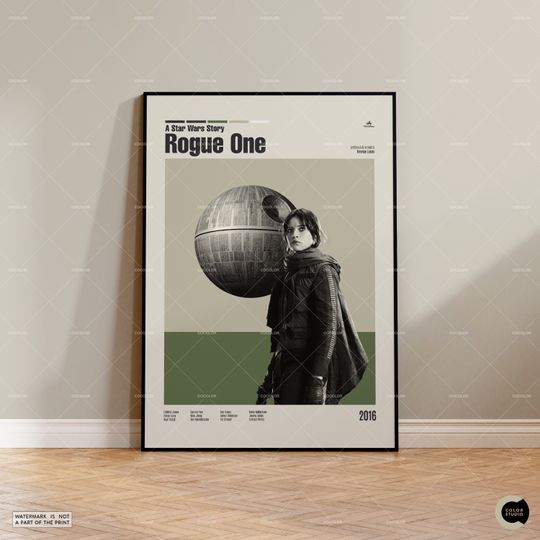 Rogue One, Midcentury Movie Poster, Retro Movie Print, Vintage Inspired Print, Film Poster, Minimalist Movie Poster