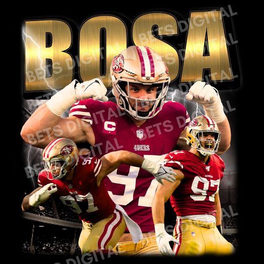 Nick Bosa T Shirt Design  Retro, 90s Vintage, Bootleg Tee. And Ready To Print