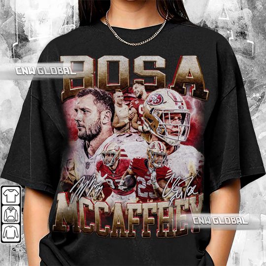 Christian McCaffrey Nick Bosa San Francisco Football Shirt, Bootleg Sport Christmas Gift Fathers Day