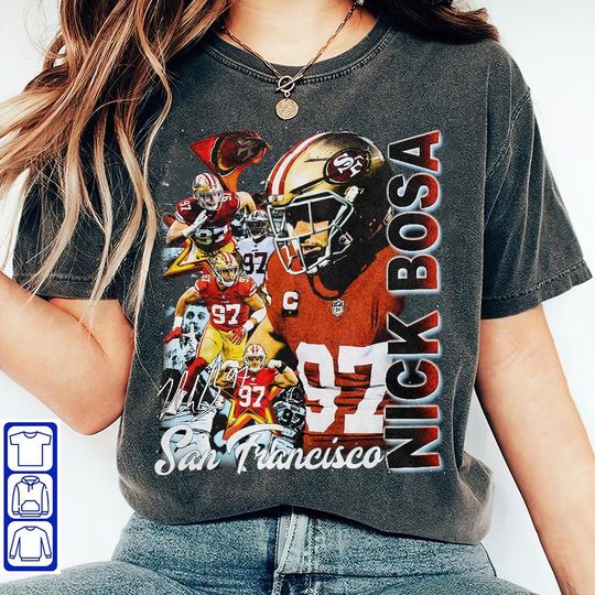 Vintage 90s Graphic Style Nick Bosa T-Shirt, Nick Bosa shirt, Vintage Oversized Sport Tee, Retro American Football Bootleg Gift
