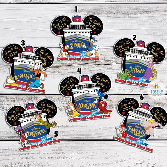 Custom Family & Cruise Ship Name Disney Cruise Line Magnet, Mickey and friends Disney Magnet, Family sign Disney Wish Dream Treasure magnet