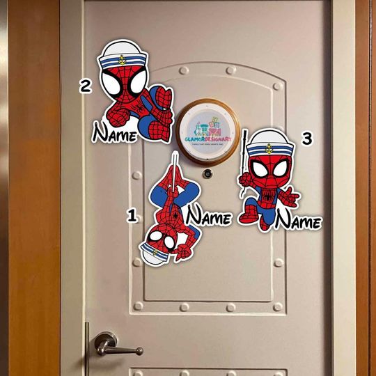 Personalized Spiderman Magnet, Superhero Disney Cruise Magnet, Marvel Day at Sea 2025 Family Cruise Ship Stateroom Door, Disney Dream Magnet
