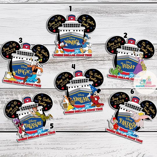 Custom Family & Cruise Ship Name Disney Cruise Line Magnet, Mickey and friends Disney Magnet, Family sign Disney Wish Dream Treasure magnet