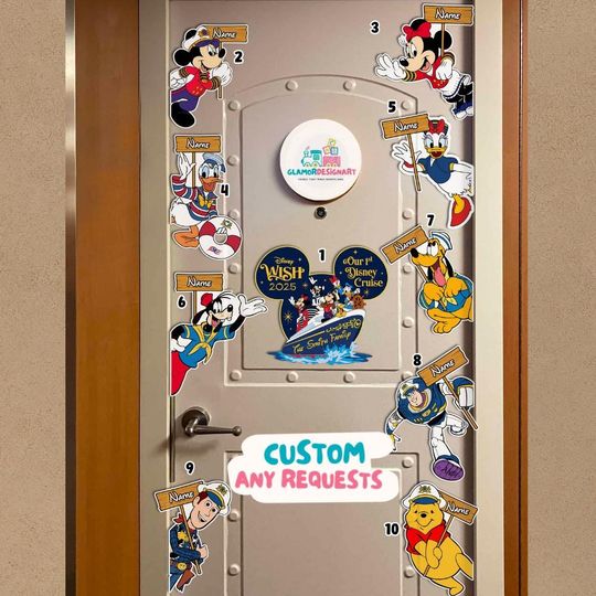 Personalized All Characters Disney Cruise Magnet, Mickey & Friends Toy Story Disney Princess Cruise Squad, Family Cruise Ship Stateroom Door