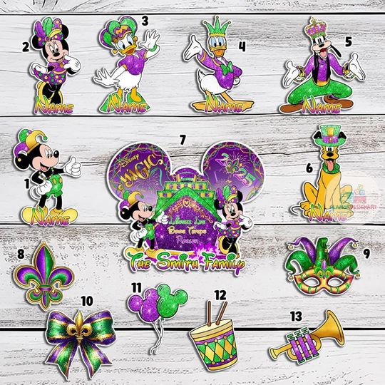 Personalized Mickey & Friends Mardi Gras Disney Cruise Magnet, Fleur De Lis Mardi Gras Carnival, New Orleans Family Cruise Stateroom Door