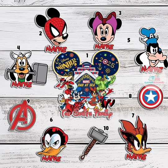 Personalized Mickey And Friends Marvel Day At Sea 2025 Magnet, Avengers Disney Cruise Magnets, Disney Family Cruise Ship Stateroom Door