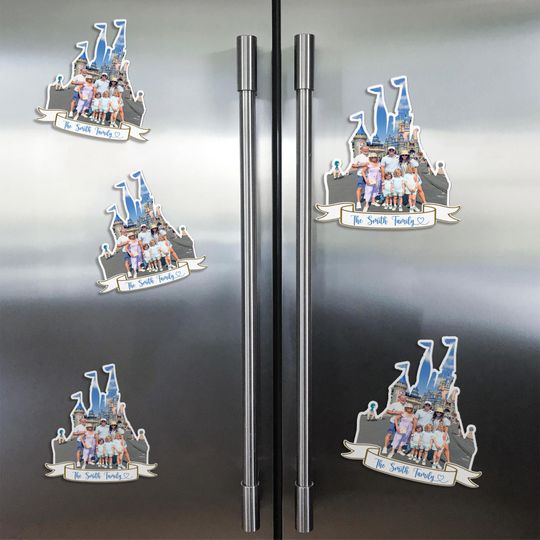Personalized Disney Cinde Castle Magnet With Photo, Disney Family Trip Magnet, Disney Cruise Door Magnet, Magic Kingdom Magnet