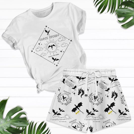 Onyx Storm Shirt, Dragon Rider Tshirt And Shorts, Onyx Storm Brave The Dark Shirt, Bookish Shorts Women, Fourth Wing Fan Merch
