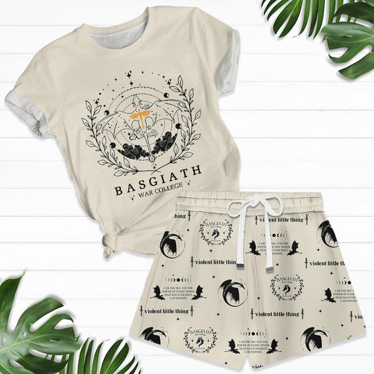 Basgiath War College Shirt And Shorts, Fourth Wing Shirt, Dragon Rider Tshirt, Bookish Shorts Women, Book Lover Pajamas, Reader Gifts