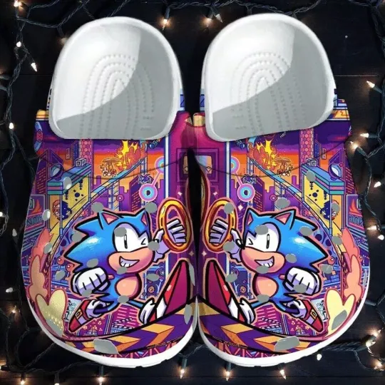 Eye-catching Clogs Sonic The Hedgehog Colorful Clogs