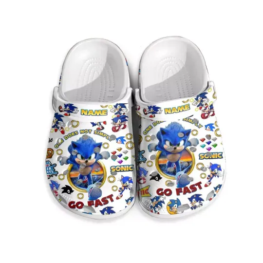Personalized Sonic Clog Shoes, Sonic the Hedgehog Fan Footwear