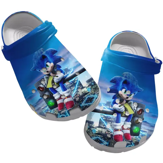 Breathable And Lightweight Sonic The Hedgehog Blue Cartoon Clogs