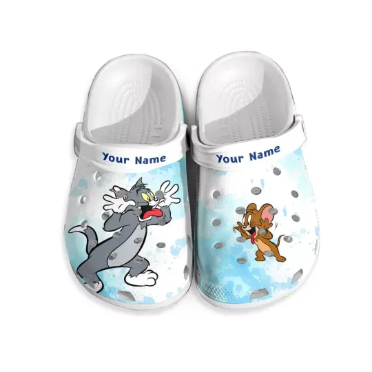 Personalized Tom And Jerry Clog Shoes, Custom Cartoon Slippers