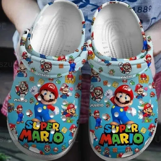 Personalized Super Mario Love Shoes , Custom Super Mario Gift Clog Shoes