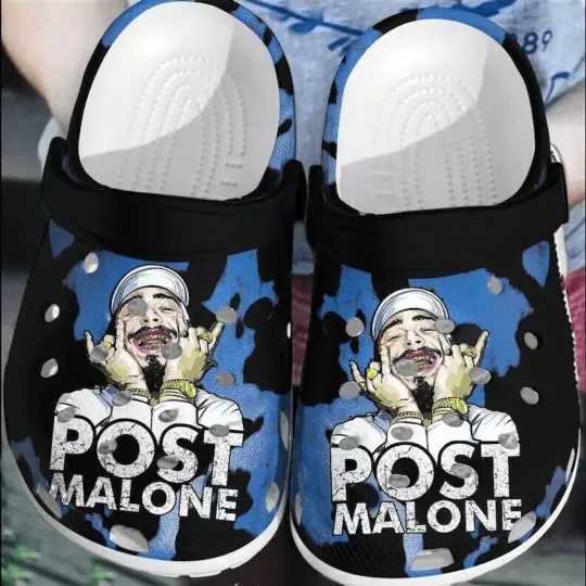 Post Malone Clog Shoes, Music Fan Slippers, Custom Rap Star Shoes