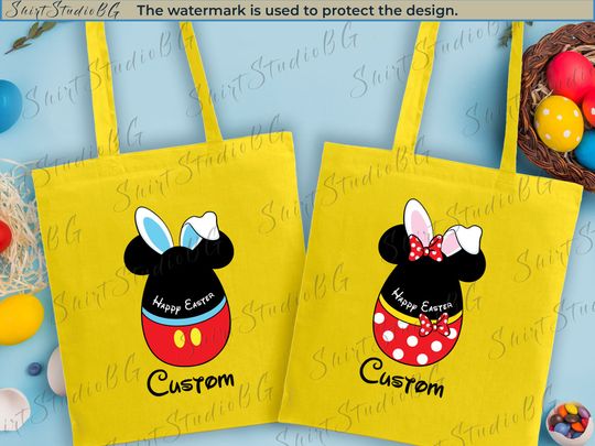 Disney Easter Tote Bags, Easer Egg Hunt Tote bag, Custom Tote Bag, Easter Basket, Personalized Bag, Disney Tote Bag, Shoulder Bag