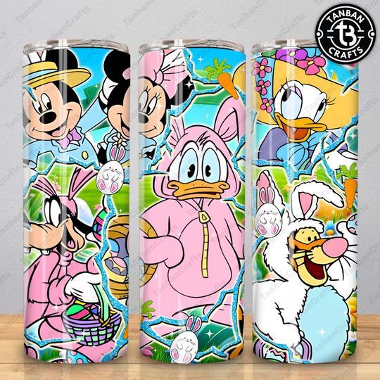 Easters Cartoon 20oz Skinny Tumbler, Happy Easter's Day, Easter Bunny 20oz Tumbler Wrap, Floral Easter Egg Tumbler Sublimation