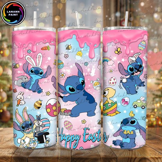 Easter Bunny 20oz Tumbler Wrap  , Floral Easter Egg Tumbler SublimationEasters Cartoon 20oz Skinny Tumbler, Happy Easter's Day