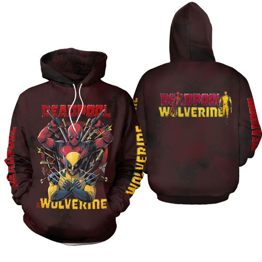 Deadpool 3D Hoodie, Deadpool Wolver 3D Hoodie, Disney Movie 3D Hoodie, Superhero 3D Hoodie