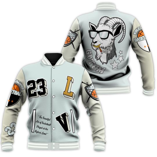 Pure Platinum 4s Varsity Jacket, Streetwear Varsity Jacket, The GOAT Got Em Retro Graphic Varsity Jacket