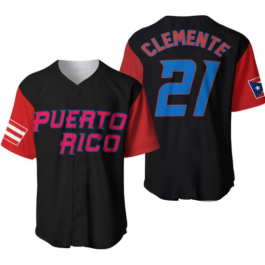 #21 Roberto Clemente Puerto Rico World Game Classic Mens Baseball Jersey Stitched