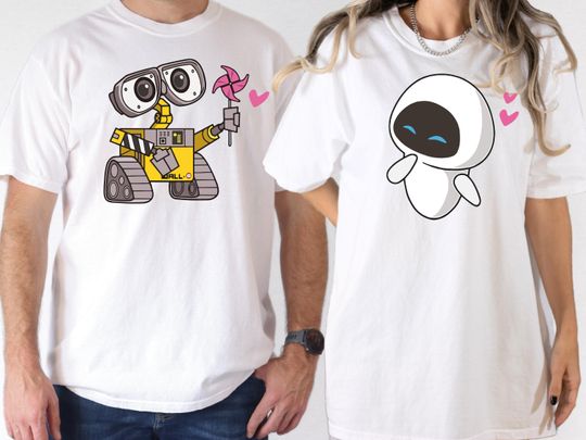 Comfort Colors Wall-E and Eve Shirt, Star Wars Couple Tee, Disney Valentines Day Shirt, Matching Tee, Honeymoon Shirt, Disneyland Couple Tee