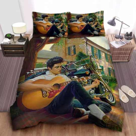 Young Elvis Presley With Guitar Bedding Set