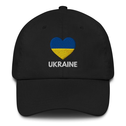 Ukraine Flag Heart I Stand with Ukraine Dad hat