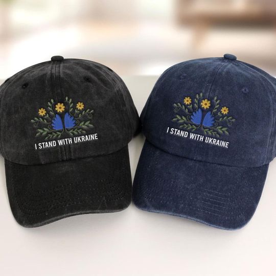 I Stand With Ukraine Embroidered Hat, Anti Trump Hat, Ukraine Support Hat, Activist Protest Hat, Liberal Democrat Hat, Pro Ukraine Hat