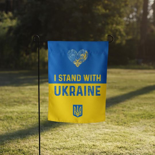 Stand With Ukraine Garden Flag, We Stand With Ukraine Flag, Support Ukraine, Ukrainian Flag, No War Flag