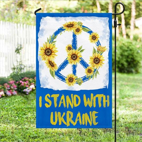 I Stand With Ukraine Peace Flag Garden Decoration