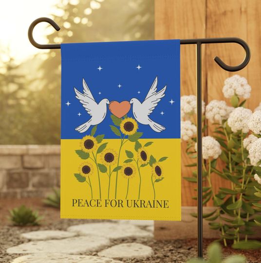 Peace For Ukraine Garden Flag, Flag and Yard Sign for Outdoor, I Stand With Ukraine, Pro-Zelensky, Pro-Democracy, Anti-Trump Decor Gift