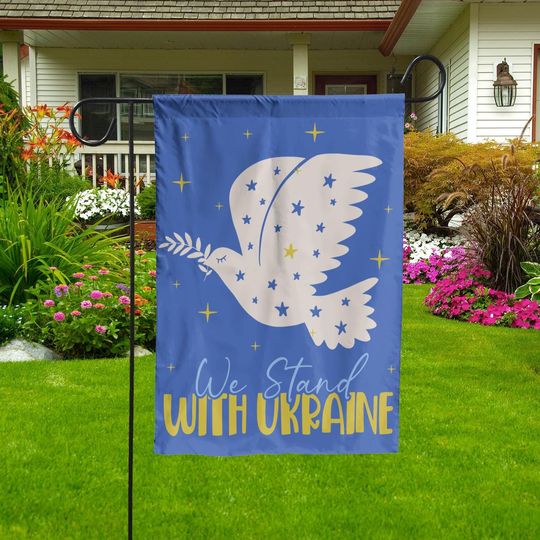 Stand With Ukraine Garden Flag, We Stand With Ukraine Flag, Support Ukraine, Ukrainian Flag, No War Flag