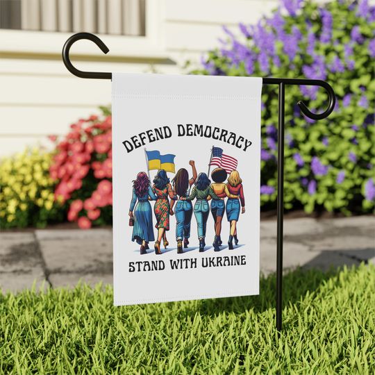Stand with Ukraine Garden Flag, Ukraine House Yard Banner, F*ck Trump Yard Sign, Liberal Anti Maga Democrat Garden Sign Gift