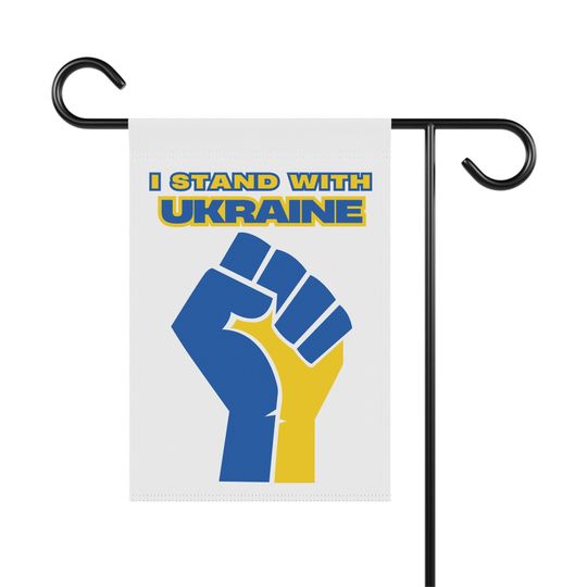 I stand with ukraine, Ukraine Garden Flag, Outdoor Home Banner - Ukraine Garden Decor with Stand - Ukraine Support Flag, garden gift