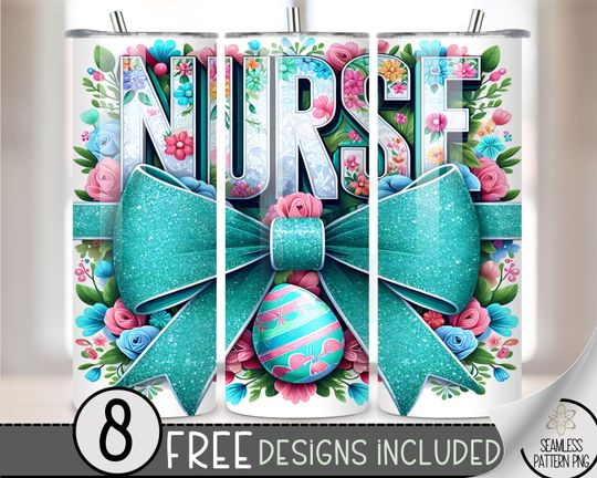 Easter Nurse Tumbler Wrap, Coquette RN 20oz Sublimation Tumbler Design, Spring Easter Sublimation, Cute Easter Egg Design, Nurse Life A32