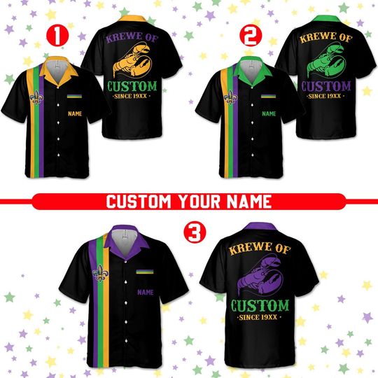 Personalized Mardi Gras Bowling Hawaiian Pocket Shirt, Custom Krewe Lobster Since 19xx Shirt, Perfect for Celebrations and Events