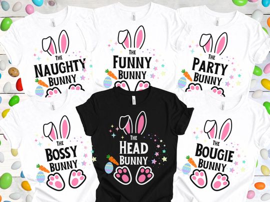 Funny Matching Group East Bunny Shirts Custom Holiday Tshirt Cute Easter Family Gift Festive Pastel Easter Celebration Spring Party Outfit T