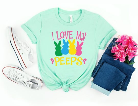Easter Bunny Shirt, I Love My Peeps Shirt, Easter Day Gift, Easter Family Matching Shirt, Easter Shirt for Woman,Teacher Easter Day Shirt