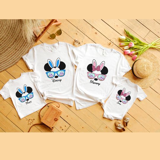 Personalized Disney Easter Family Matching T-Shirts, Easter Family Matching T-Shirts, Disney-Themed Easter T-Shirts, Holiday Outfits