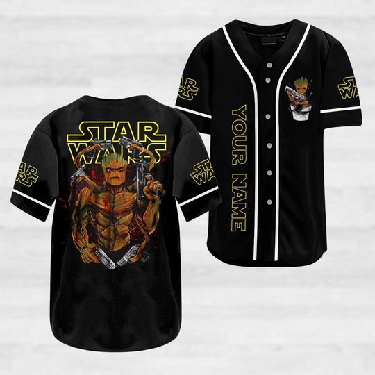 Star War Groot Baseball Jersey, Disney Groot Jersey Men, Guardians Of Galaxy Shirts, Custom Name Baseball Jersey, Gift For Him