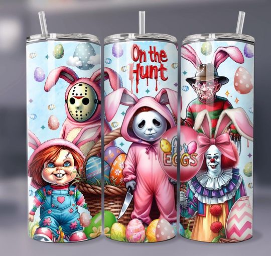 Horror movie Easter egg hunt  20 oz tumbler   , Tumbler wrap, sublimation Easter egg hunt