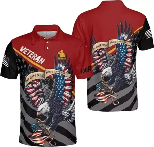 Custom Us Army Short Sleeve Men's Polo Shirt Dad Gift, Birth Day Gift