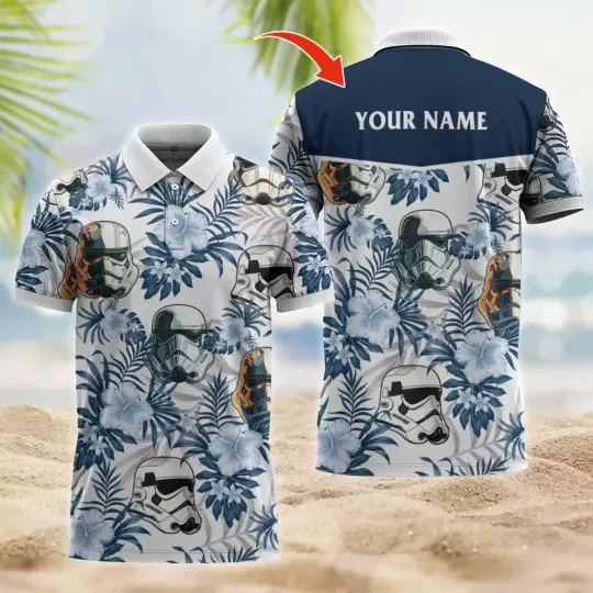 Personalized Flower Tropical Stormtrooper Star Wars Polo Shirt, Dad Gift